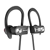 Bluetooth Headphones, New Trent Bluetooth 4.1 Sport HD Stereo Headset In-ear Earbuds Earphones with Flexible Ear Hooks (Black + Silver)
