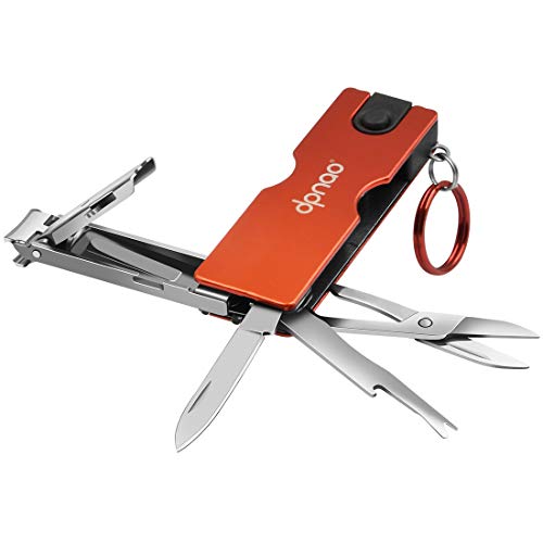 Dpnao Multitool Nail Clippers Pocket Nail File Folding Knife with Scissors Tweezers Flashlight Stainless Steel - Thumbnail 7