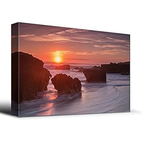 Rocks are Surrounded by Ocean Mist - Canvas Art Home Art - 12x18 inches