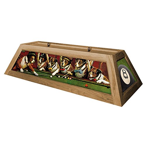 Dogs Playing Pool Hanging Pool Table Light - Oak