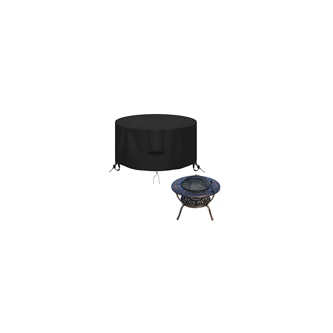 OKPOW Fire Pit Cover 100cm, Firepit Covers Waterproof Round600D,Anti