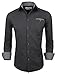 TAM WARE Mens Classic Slim Fit Contrast Inner Long Sleeve Dress Shirts TWNMS310S-8219-CHARCOAL-US M