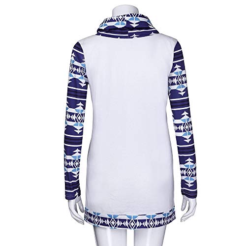 Women's Patchwork Top Duseedik Aztec Long Sleeve Cowl Neck Geometric Ethnic Printing Blouse