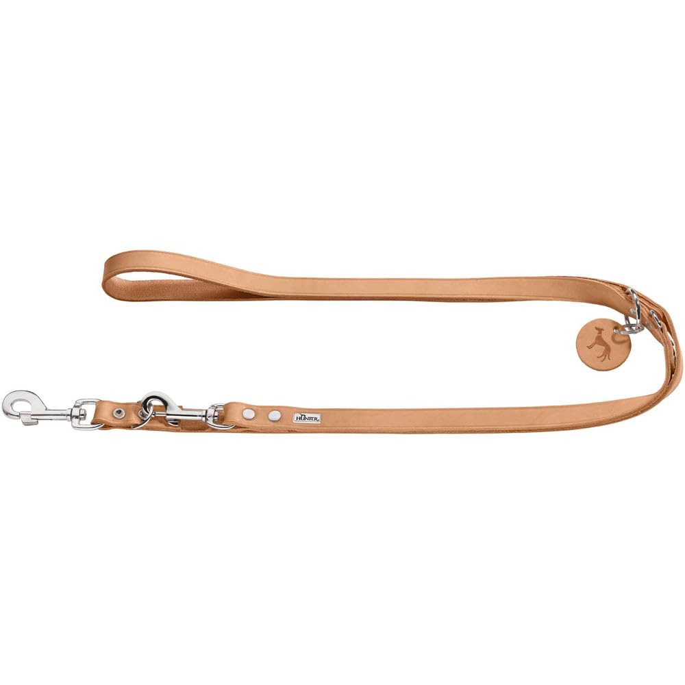 HUNTER Training leash, 20/200 Soft genuine cow leather, tan
