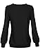 Timeson Women's Long Sleeve Scoop Neck Pleated Front Fitted Blouse