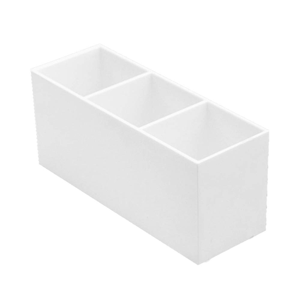FRCOLOR Makeup Brush Holder Organizer Three Grids Acrylic Cosmetics Brushes Storage Box Desktop Storage Container for Office Home White