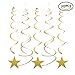MOWO Gold Star Hanging Swirl Decorations for Ceiling, Pack of 30