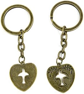 100 Pieces Ancient Bronze Keychain Keyring Key Chain Ring Charms Jewelry Making Handmade Q3PU3 Pigeon Dove Heart