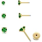 3Pairs CZ Stud Flat Screw Back Earrings for Women Multiple Piercing,Dainty Flatback Cubic Zirconia Cartilage Earring Stud,Helix Tragus Conch Piercing Jewelry
