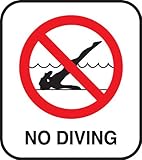 Inlays, Inc. No Diving Pool Safety Sign with Image - Stick-on Vinyl
