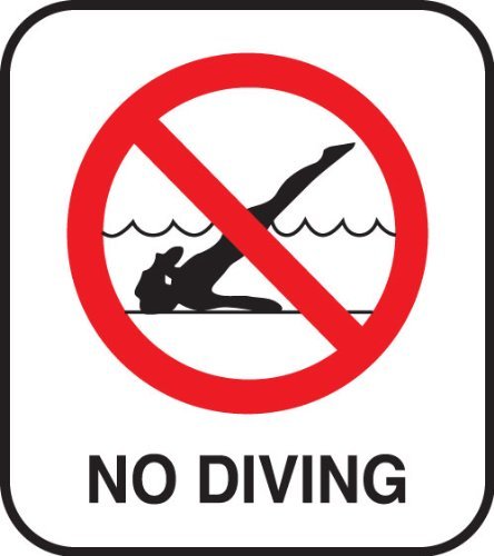 No Diving Pool Safety Sign With Image - Stick-on Vinyl