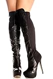 Elegance FAUX LEATHER SIDE ZIPPER OVER THE KNEE PLATFORM BOOTS