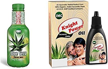 Imc Aloe Vera Fibrous Juice And Knight Power Oil - 500 Ml, Pack Of 2