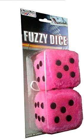Sterling Auto CAR DICE PINK FURRY DICE WITH BLACK SPOTS
