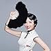 Wobe 20s Vintage Feather Fan Flapper Dance Roaring Gatsby Burlesque Handheld Marabou Feather Fan Flapper Accessories (Black)