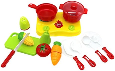 ZERBO PRETEND Shopping Chopping and Cooking Mini Kitchen Appliance Play Food Toy Set for Kids