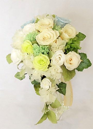 Amazon プリザーブドフラワー ブーケ ウエディングブーケ ホワイト グリーンセミキャスケードブーケ フラワーアレンジメント 通販