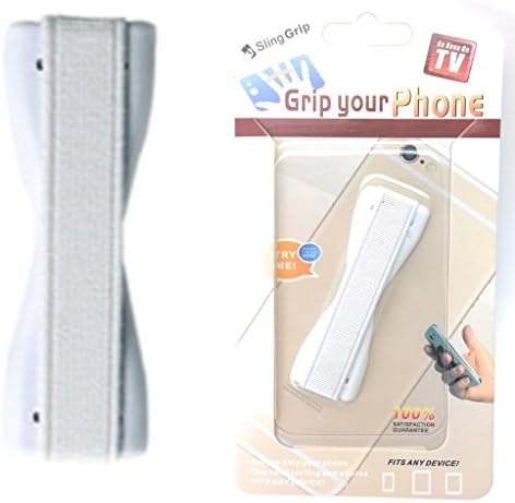 Grip Your Cell Phone Ultra Slim Grip for Smartphone, iPhone, Mini Tablet Hold your Device with just a Finger - Secure Grip for Text, Photos and Selfies by Sling Grip (White)