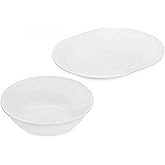 Corelle 12-1/4-Inch Serving Platter, Winter Frost White - 2-Quart Serving Bowl, Winter Frost White - Bundle Set of 2 (1 Serving Platter and 1 Serving Bowl)