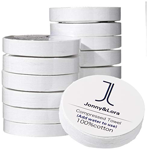 Jonny &Lora Reusable Compressed Towels Tablets(15 Pack 12"x12" 100% Cotton White)