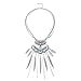 Ysiop Women Bohemian Statement Necklace Vintage Neck Strap Turquoise Leaf Tassel Pendant Silver Updated Version