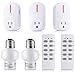 BESTTEN Remote Outlet and Light Socket Combo Set (3 AC Plugs, 2 Lamp Holders, 2 Remotes), Wireless Control Switch ON/OFF, Home Automation Set, ETL Certified, White