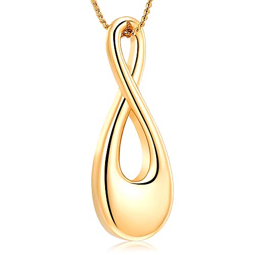 Imrsanl Ashes Jewelry Infinity Urn Pendants Ashes Holder Memorial Keepsake Urn Necklace Cremation Jewelry for Pet/Human (Gold)