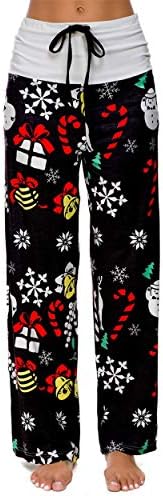 LUBERLIN Women's Christmas Comfy Stretch Lounge Pants Casual Drawstring Palazzo Wide Leg Pajama Sleepwear Pants