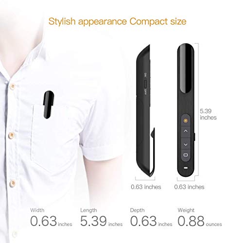 Wireless Presenter, TBBSC Presentation Remote,RF 2.4GHz Powerpoint Clicker Presentation Remote Control Pen (Black)