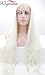 K'ryssma Platinum Blonde Lace Front Wigs for Women Long Bone Straight Synthetic Lace Front Wig Pre Plucked White Wig 26 Inch 150 Density