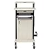 Oklahoma Sound Premium Plus Steel Wheeled AV Presentation Cart with Storage Cabinet, Wire Management Grommets, and 6 Outlet Power Strip, Ivory/Black