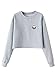 Clothink Women Black/Gray Long Sleeve Cropped Jumper Sweatshirt With Alien Print