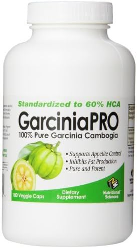 Garcinia PRO 100% Pure Garcinia Cambogia, 180 Veggie Caps by Nutritional Sciences