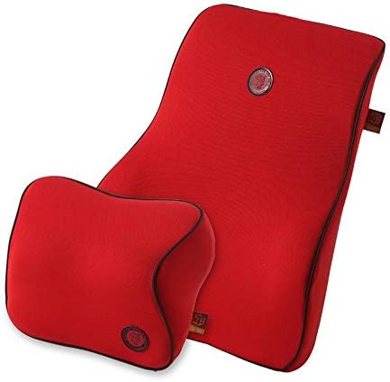 クッションカーランバーピロー シートクッション低反発erognomicデザインユニバーサルフィット旅行カーシート用の車腰椎サポート戻るクッションヘッドレストネックピローキットイーズ 快適で通気性 Color Red 安い 激安 プチプラ 高品質