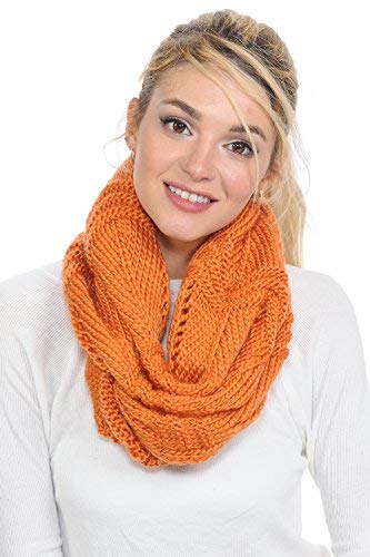Basico Women Winter Infinity Scarf Warm Knitted Circle Loop Various Colors (Wave 1pk- Rust) Basico Women Winter Infinity Scarf Warm Knitted Circle Loop Various Colors (Wave 1pk- Rust)