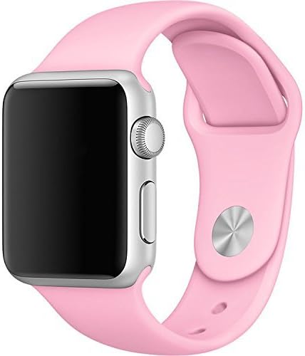 QJQBMAI 38MM Soft Silicone Replacement Sport Band for Apple Watch Series 2, Series 1, Sport, Edition, M/L Size ( Bright Pink )