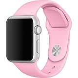 Yearscase 38MM Soft Silicone Sport Replacement Band for Apple Watch Series 1 2, M/L Size (Bright Pink)