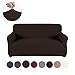 sancua Stretch Spandex Loveseat Slipcover Non Slip Sofa Cover 2 Seat Sofa Slipcover with Elastic Bottom for Living Room Furniture Protector Couch Cover for Dogs, Cats and Pets (Loveseat, Chocolate)
