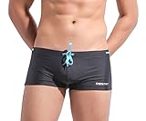 WUAMBO Men's Solid Swimming Shorts Fashion Swimwear, #1 Black, US M/Asia XL(Waist:32