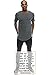 JC DISTRO Mens Hipster Hip Hop Cotton Elong Round Scallop Hemline Tshirt Coolgray Large