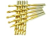 DRILLFORCE HSS Jobber Length 10 PCS,17/64" x 4-1/8"Titanium Coated Twist Drill Bits, Metal drill, ideal for drilling on mild steel, copper, Aluminum, Zinc alloy etc. Pack In Plastic Bag (17/64)