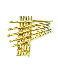 drillforce, buena calidad, 10 pcs, 1 4 ", revestimiento de titanio HSS Twist Drill Bits, metal, ideal para perforación en acero, Cobre, Aluminio, aleación de zinc, etc. Pack en bolsa de plástico