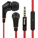 iKross In-Ear 3.5mm Noise-Isolation Stereo Earbud with Microphone (Black/Red) For Apple iPhone 6S / 6S Plus / 6 / 6 Plus Smartphone,