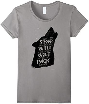 Women's When the Snows fall and the wind blows,the lone wolf T-shirt Large Slate