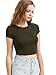 SweatyRocks Women's Basic Short Sleeve Scoop Neck Crop Top Green M