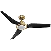 Casablanca - EULA Indoor/Outdoor Ceiling Fan with Light, 52-inch, Brass, Casual-Style, 6-Speed DC Motor, Energy Star, for por