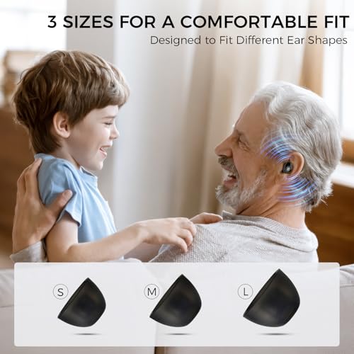 Rechargeable Hearing Aids for Seniors, Invisible In-Ear Design, Digital Noise Reduction for Clear Conversations & TV, 80H Battery with Charging Case, Easy Control for Mild Hearing Loss - Black