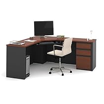 Bestar Prestige Plus Corner Desk in Bordeaux and Graphite