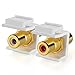 TNP RCA Keystone Jack Insert Connector Socket Modular Adapter Snap in Female 2RCA Port Gold Plated Inline Coupler for Wall Plate Outlet Panel Mount, 2 Channel Audio Red + White (1 Pack)