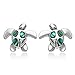925 Sterling Silver Natural Green Abalone Shell Inlay Sea Turtle Post Stud Earrings 12 mm